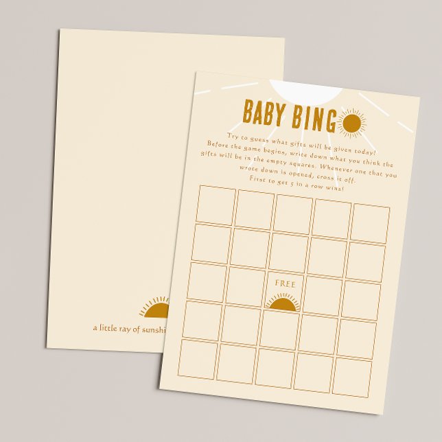 Minimalistiskt Boho Sunshine Baby Shower Bingo Car Inbjudningar (Skapare uppladdad)