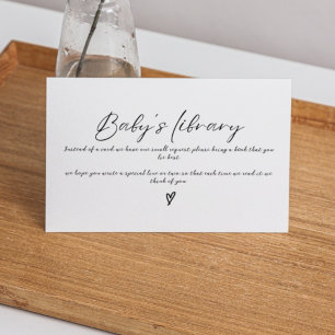Minimalistiskt bok för baby bok begär babydusch tilläggskort
