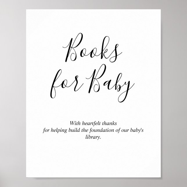 Minimalistiskt Bokar för babyskyltssignatur Poster (Framsidan)