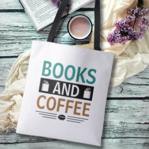 Minimalistiskt Bokar och kaffe Älskare Tygkasse