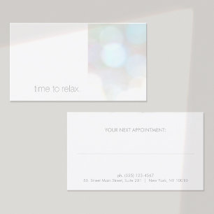 Minimalistiskt bokeh Spa-avtalskort Tidsbeställning Kort