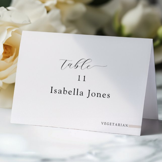 Minimalistiskt Bordskort med Måltidsval (Elegant Table Place Cards)