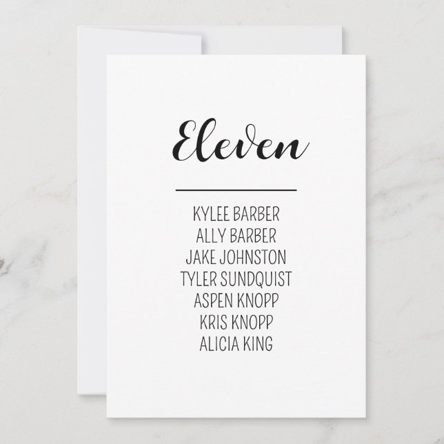 Minimalistiskt Bordsnummer 11 Sittdiagram (Framsida)