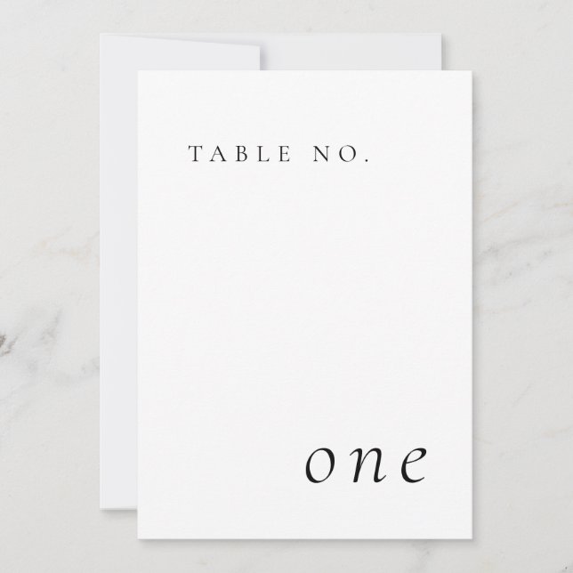 Minimalistiskt Bordsnummer-kort för elegant Inbjudningar (Framsida)