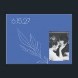 Minimalistiskt botaniskt blåfoto Spara datum Vykort<br><div class="desc">Minimalistisk modern botanisk konst-Fransk Blue Photo Save Date Postcard</div>