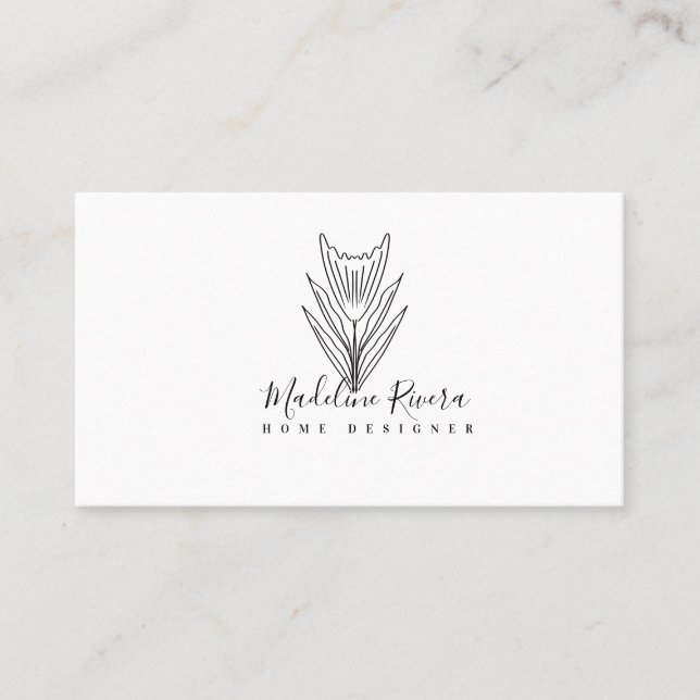 Minimalistiskt Botaniskt Blommigt Affärskort Visitkort (Framsida)