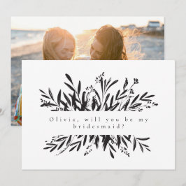 Minimalistiskt botaniskt Bridesmaid Frieri foto Anteckningskort