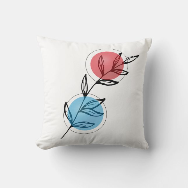 Minimalistiskt botaniskt Dekorativ kudde - svart L (Framsida)