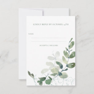Minimalistiskt botaniskt eukalyptus Bröllop OSA Kort