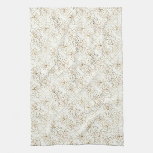 Minimalistiskt botaniskt linjärt konst mönster (1) kökshandduk (Vertikal)
