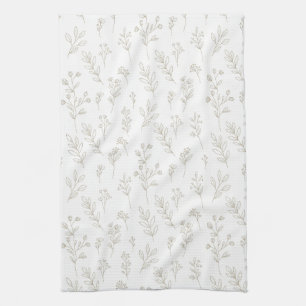 Minimalistiskt botaniskt linjärt mönster (9) kökshandduk