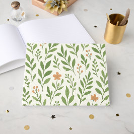 Minimalistiskt botaniskt mönster med gröna blad gästböcker