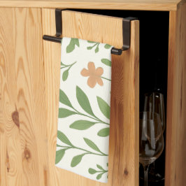 Minimalistiskt botaniskt mönster med gröna blad kökshandduk