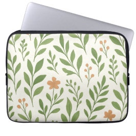 Minimalistiskt botaniskt mönster med gröna blad laptop fodral