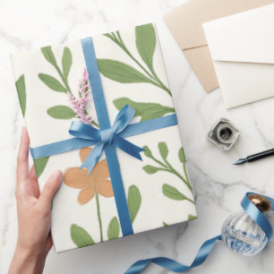 Minimalistiskt botaniskt mönster med gröna blad presentpapper