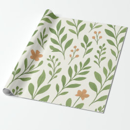 Minimalistiskt botaniskt mönster med gröna blad presentpapper