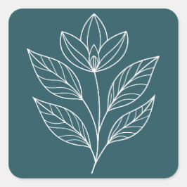 Minimalistiskt botaniskt tema fyrkantigt klistermärke