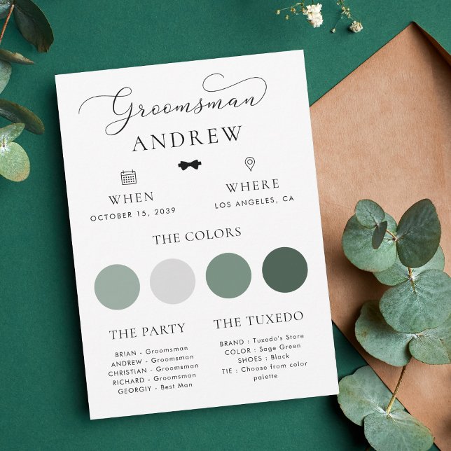 Minimalistiskt Bow Tie Groomsman Bröllop-informati Inbjudningar (Skapare uppladdad)