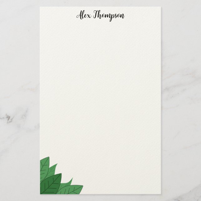 Minimalistiskt brevpapper med botanisk hörndesign (Framsida)
