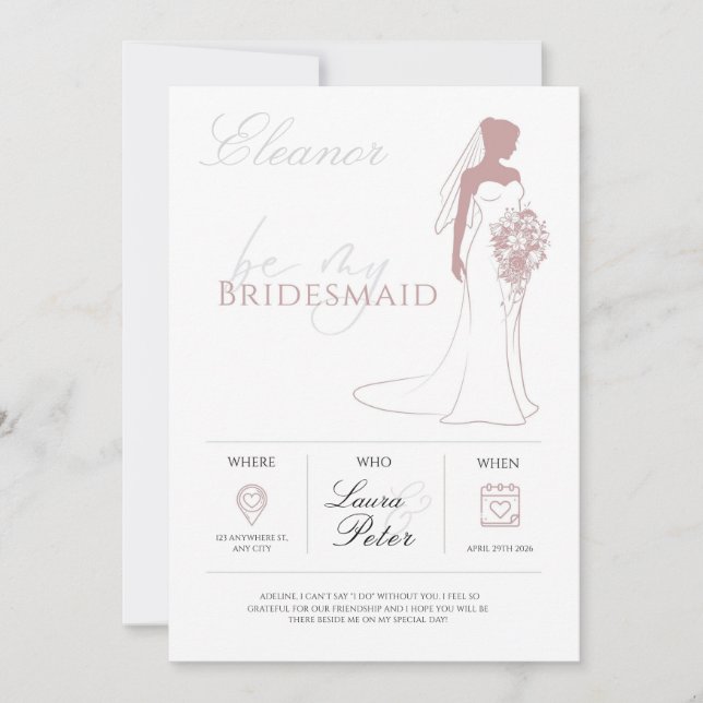 Minimalistiskt Bridesmaid Frieri kort (Framsida)