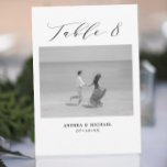 Minimalistiskt Bröllop Bord 8-nummer och Bilder-ko Meddelande<br><div class="desc">Ett annat sätt att visa era bordsnummer i bröllop. Designad för att matcha samlingen "Bröllop Essentials - Classic". Den här mallen innehåller 1 bild som kan vara när du var barn eller som ett par, bord 8 i. klassisk elegant, typpografi, parets namn och bröllop datum. Hämta bord 1-15 i samlingen...</div>