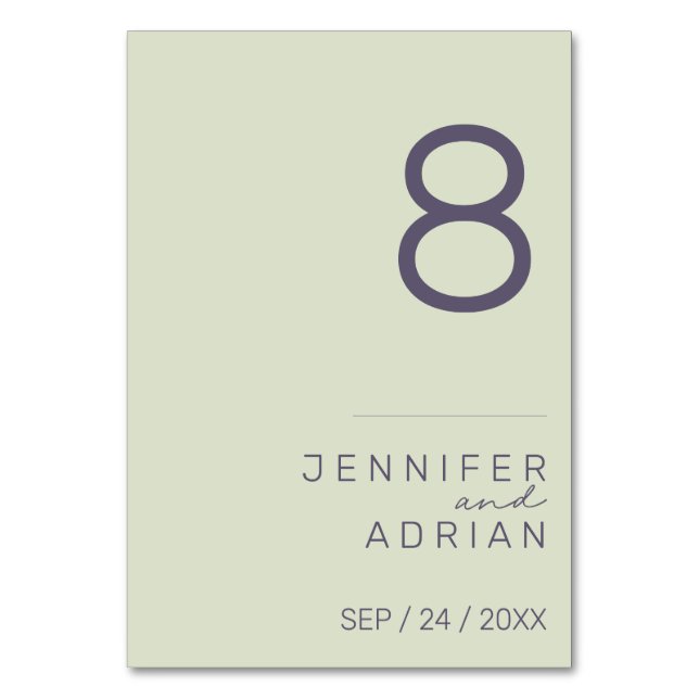 Minimalistiskt Bröllop-Bordsnummer - Anpassade Bordsnummer (Framsidan)