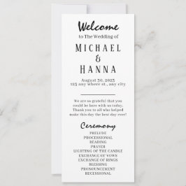 Minimalistiskt Bröllop Ceremony-program redigerbar Inbjudningar
