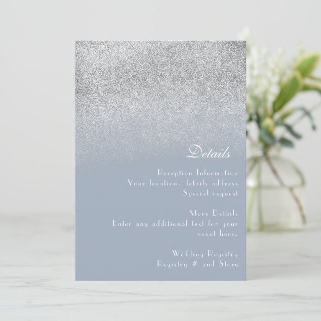 Minimalistiskt bröllop Dusty Blue Gnistrande detal Julkort (Stående Fram)