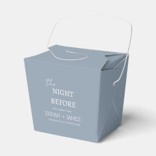 Minimalistiskt Bröllop Dusty Blue natten före Presentaskar