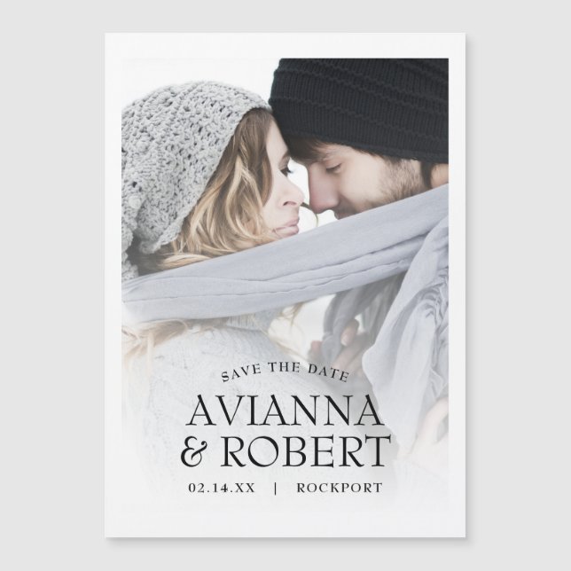 Minimalistiskt Bröllop-foto spara datum Magnetisk Inbjudningskort (Framsida)