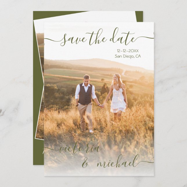 Minimalistiskt Bröllop-foto Spara datuminbjudan Inbjudningar (Fram/baksida)