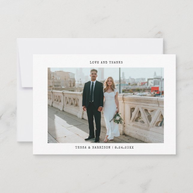 Minimalistiskt Bröllop-fototackkort Tack Kort (Framsida)