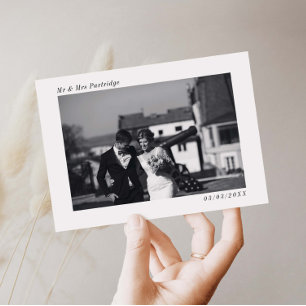 Minimalistiskt Bröllop-fototackkort Tack Kort
