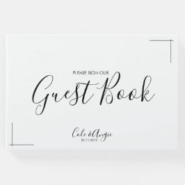 Minimalistiskt Bröllop Guest Bok med korsat Gräns