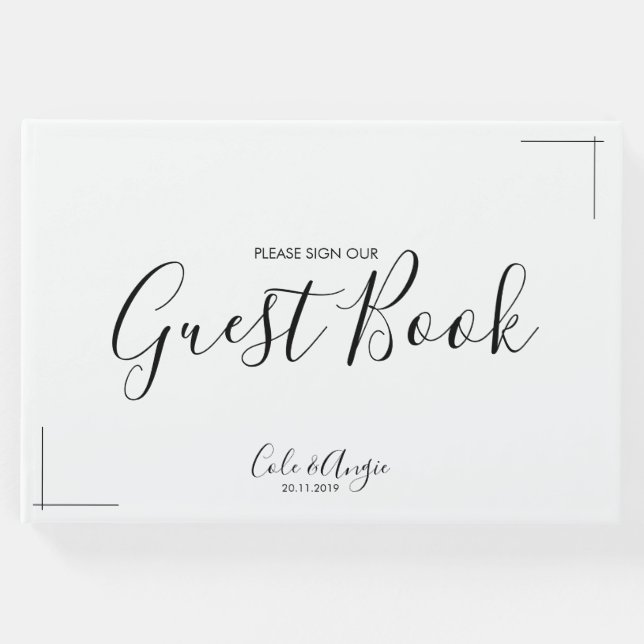 Minimalistiskt Bröllop Guest Bok med korsat Gräns (Framsida)
