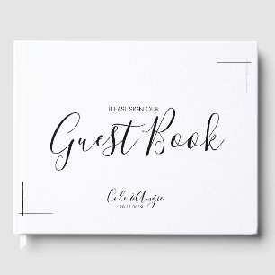 Minimalistiskt Bröllop Guest Bok med korsat Gräns
