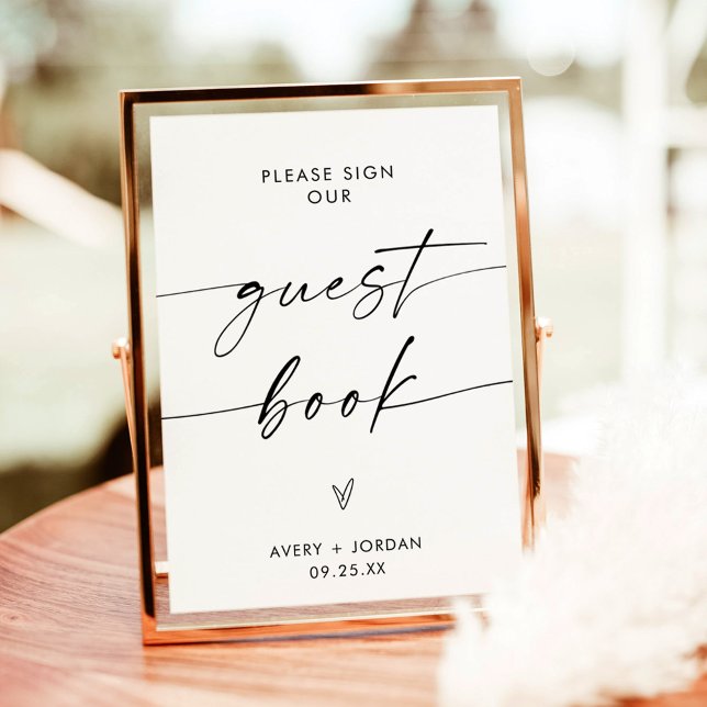 Minimalistiskt Bröllop Guest Bok-tecken, Modern Br Inbjudningar (Skapare uppladdad)