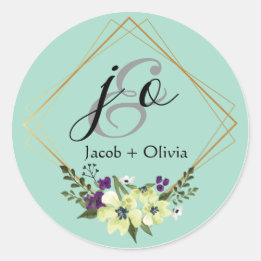 Minimalistiskt Bröllop-kort för Beige- och Peach-K Runt Klistermärke