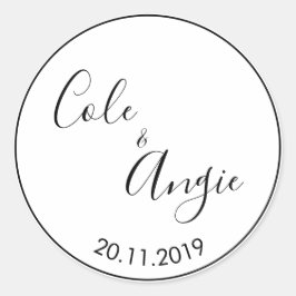Minimalistiskt Bröllop-märke med Thin Line Gräns Runt Klistermärke