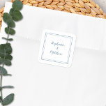 Minimalistiskt Bröllop Modern Tack Dusty Blue Fyrkantigt Klistermärke<br><div class="desc">Modern minimalistisk och chic Bröllop-design har en modern utformning som ger en nyare design med en dubbla som ramar in gräns i dammig blå på vit bakgrund. Den moderna utformningen är enkel och chic. Anpassa informationen om bröllop med namn i blått skript. Se till att samlingslänken på den här sidan...</div>