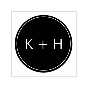 Minimalistiskt Bröllop Monogram Frimärke Självfärgande Stämpel