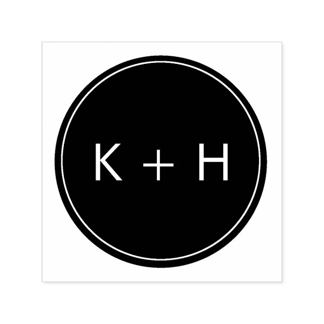 Minimalistiskt Bröllop Monogram Frimärke Självfärgande Stämpel (Design)