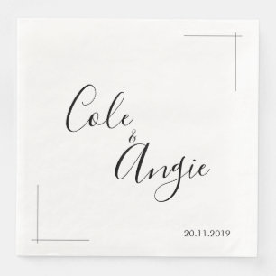 Minimalistiskt Bröllop Napkins med korsat Gräns Pappersservett