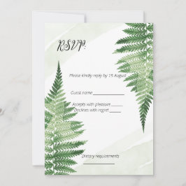 Minimalistiskt Bröllop OSA för Fern-Grönt Inbjudningar