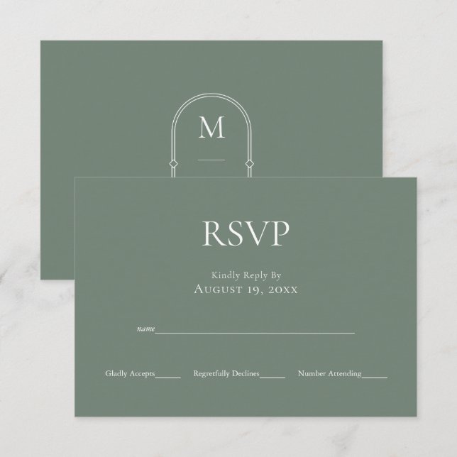 Minimalistiskt Bröllop OSA för monogram-Grönt (Fram/baksida)