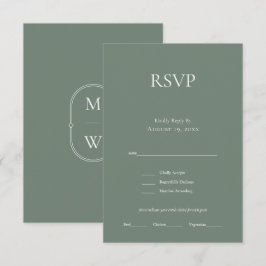 Minimalistiskt Bröllop OSA för monogram-Grönt Kort