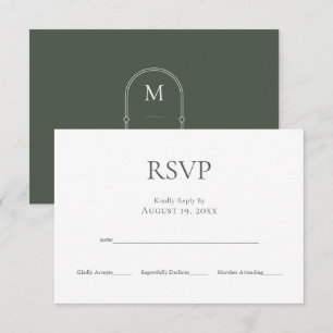 Minimalistiskt Bröllop OSA för Monogram Moss-Grönt Kort