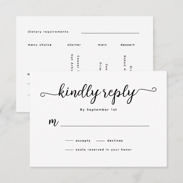 Minimalistiskt Bröllop OSA Kort (Fram/baksida)