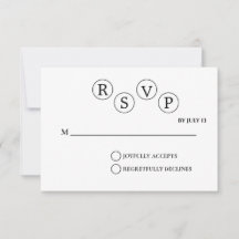 Minimalistiskt Bröllop OSA-kort | Enkel svart &vit