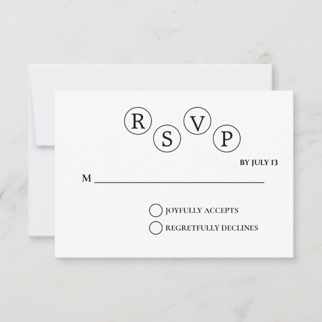Minimalistiskt Bröllop OSA-kort | Enkel svart &vit Inbjudningar (Framsida)